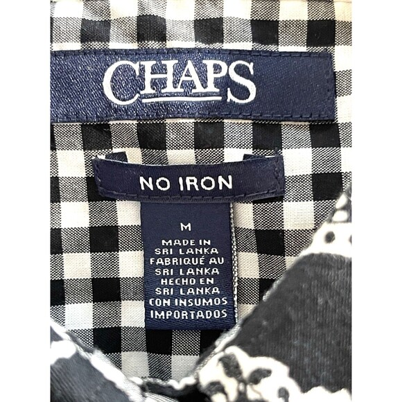 Chaps No Iron Paisley Flip Cuff Shirt LS Button 100% Cotton Ladies Size M - Picture 10 of 11